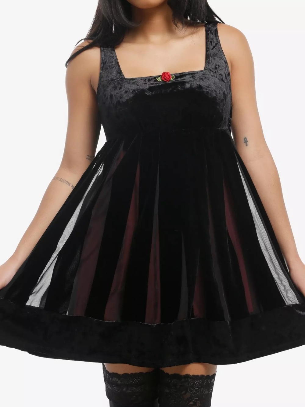 SOCIAL COLLISION Black & Red Velvet Tank Dress Size Small NEW
